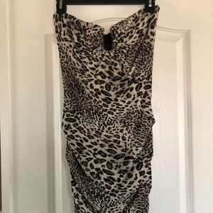 Women's Leopard Print Strapless Mini Dress